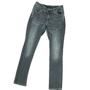 Lee Jeans Platinum Label Perfect Fit Skinny Jeans Gray Studded Stretch Size 10 M